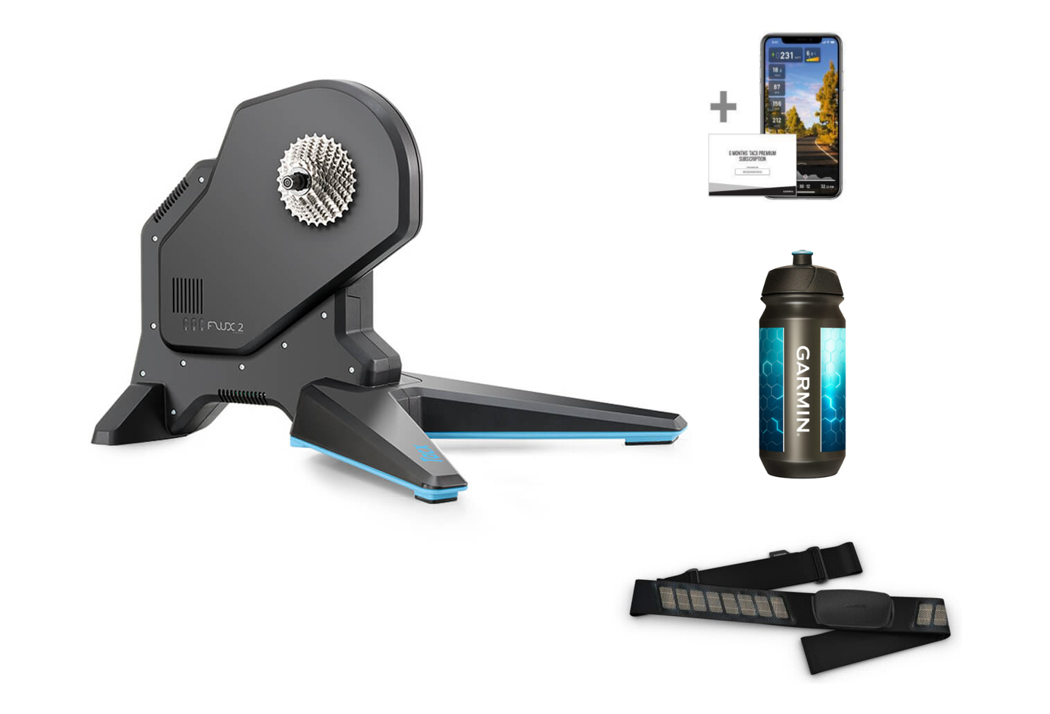 1.1-2.jpg Tacx Flux 2 Smart + Ceinture Cardiaque Garmin + Bidon + Abonnements Premium Tacx® 6 Mois